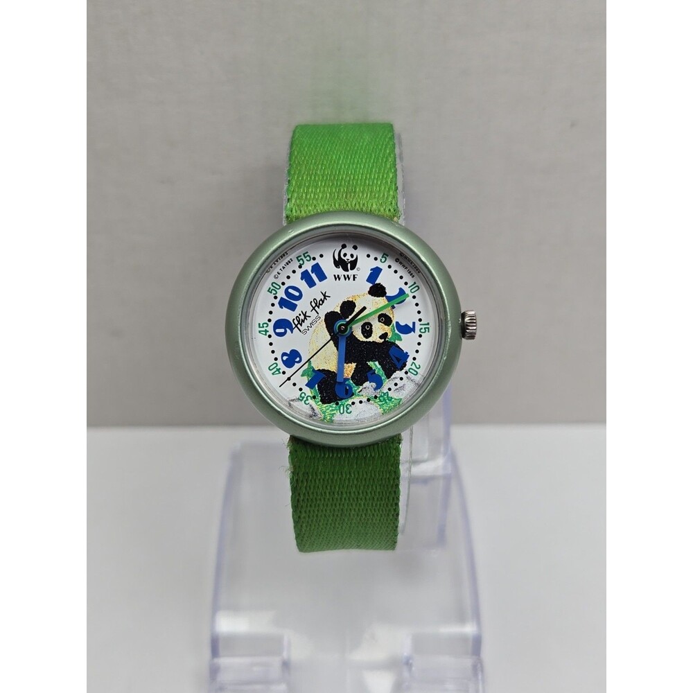 Vintage 1992 Flik Flak by Swatch WWF Panda Swiss Kids Watch Rare New Battery